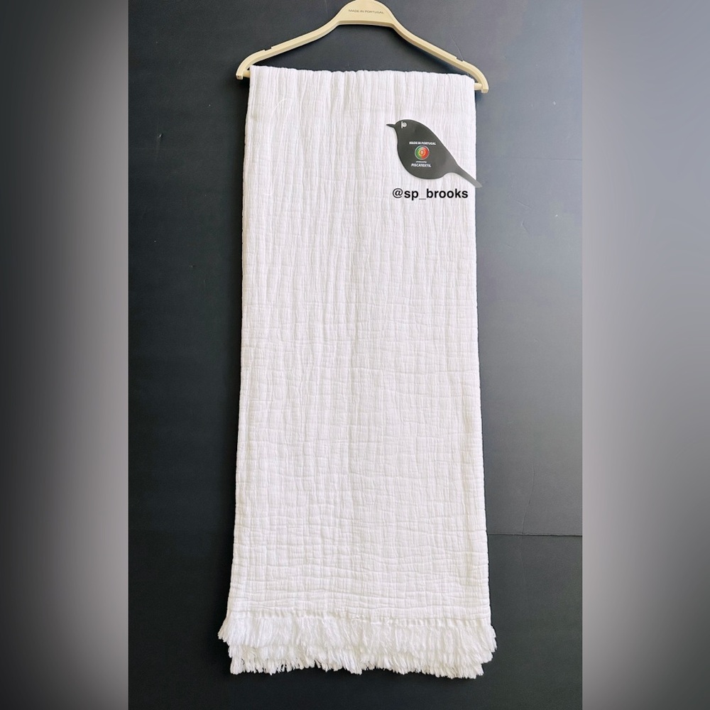 🎁Piscatextil Throw Blanket - Cotton Made in Portugal White Mallow Textured Throw